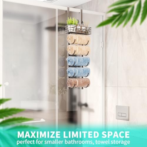 Sturdy 6-Tier Over-Door Towel Rack for Small Spaces