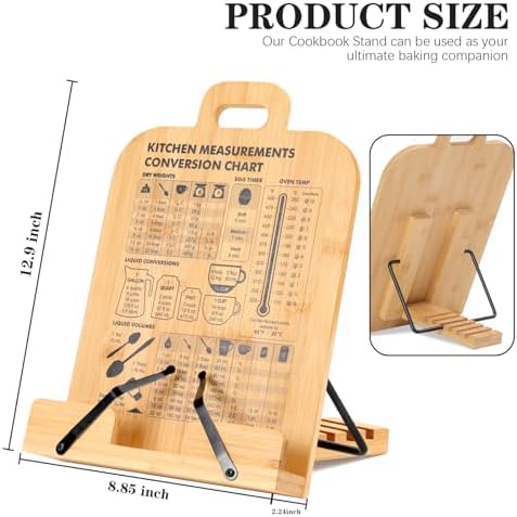 Bamboo Kitchen Cookbook Stand with Conversion Chart