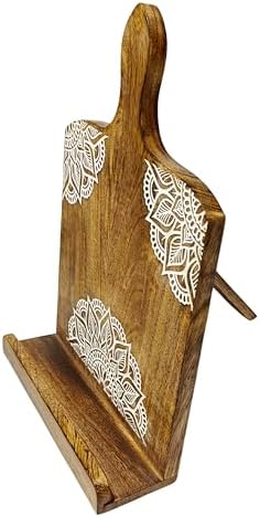 Adjustable Wooden CookBook Stand with iPad Holder