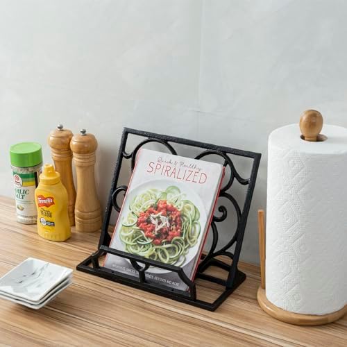Stylish Black Cast Iron Cookbook Holder for Kitchen Use