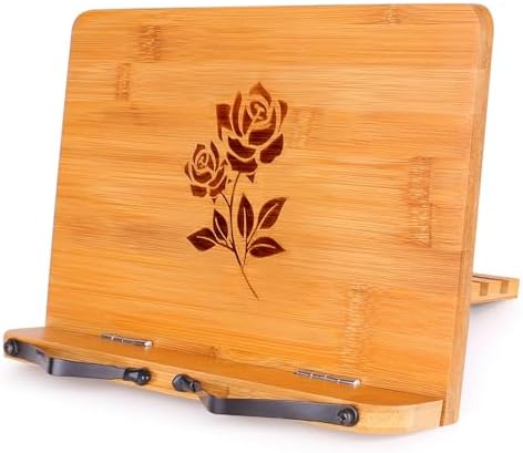 MEGREZ Bamboo Book Stand 132x94-inch 6-Adjustable Table