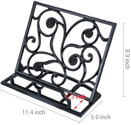 Stylish Black Cast Iron Cookbook Holder for Kitchen Use