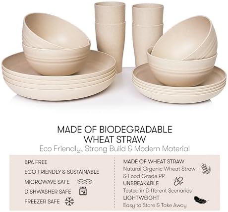Premium Wheat Straw Dinnerware Sets for Home Camping Use