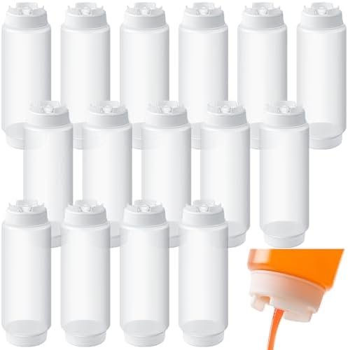 16 Pcs 32 oz Condiment Squeeze Bottles for Restaurant Kitchen