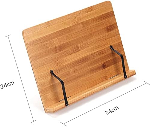 Adjustable Wooden Cookbook Stand with 2 Metal Page Holders