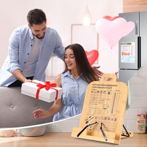 Bamboo Kitchen Cookbook Stand with Conversion Chart