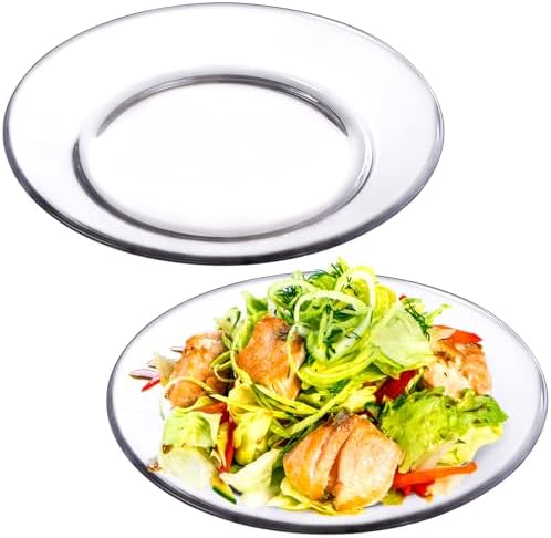 NATURAL GLASS PLATES CLEAR DINNER PLATE SET