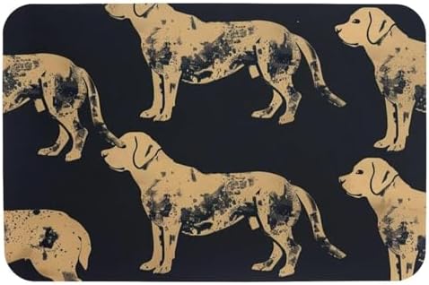 Etoenbrc Non-Slip Soft Memory Foam Bath Mat Yellow Pet Dog Pattern