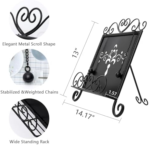 SwallowLiving Antique Metal Cookbook Stand with Adjustable Arm