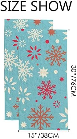 Rashu Ultra Soft Bath Towels Set Snowflakes Design 30x15in