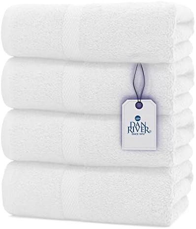 DAN RIVER Premium Bath Towels 27x54 Inches 4 Pack White 550 GSM