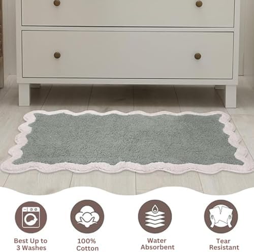 Ergonomic Design Sage Green Bathroom Rug 20x32
