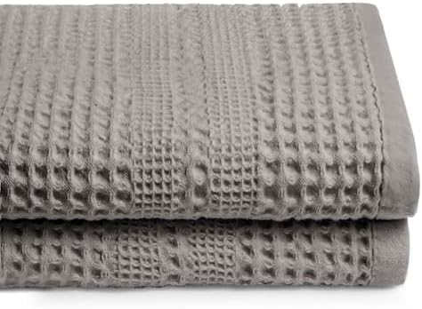 Gilden Tree Waffle Towel Set of 2 Pewter Classic