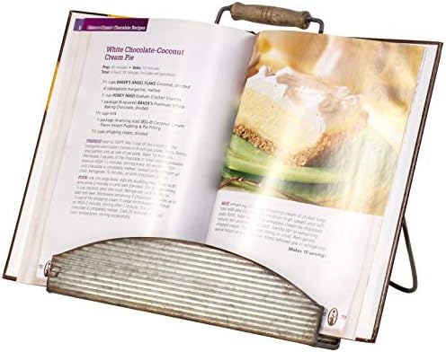 Red Co 11x11 Corrugated Metal Cookbook Display Stand with Handle