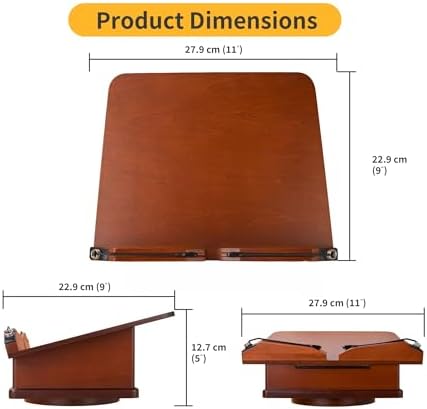 tjBally - Large Wooden Book Stand with Dual-Purpose Storage System