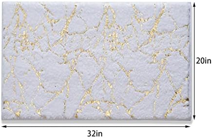 QJHOMO Marble Bathroom Rug White and Gold Decor