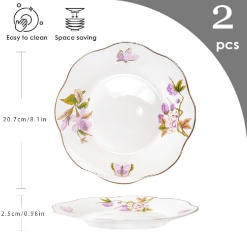 Elegant 8-inch Ceramic Plates Set of 2 for Parties