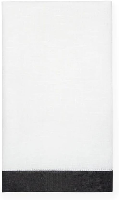 SFERRA Filo Linen Tip Towels Set of Two White Smoke Border