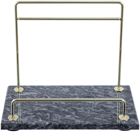 MyGift Modern Black Marble cookbook stand