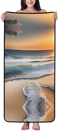 Sunset Over The Waves Coral Velvet Towel 27x55 In