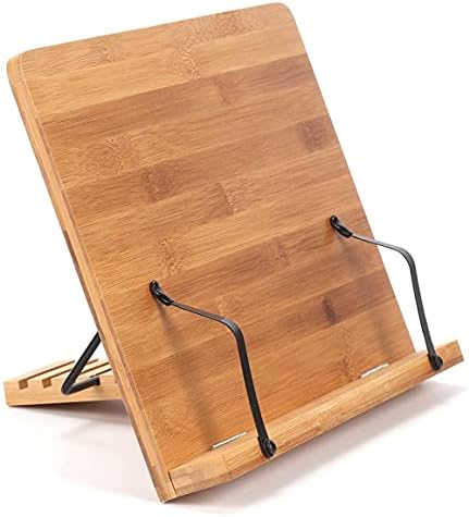 Adjustable Wooden Cookbook Stand with 2 Metal Page Holders