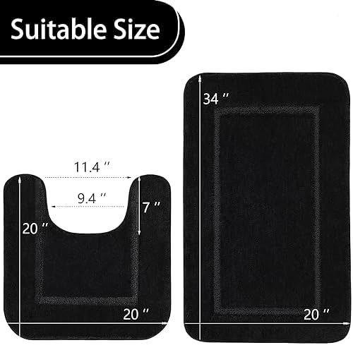 LOCHAS 2 Piece Bath Rug Set Black