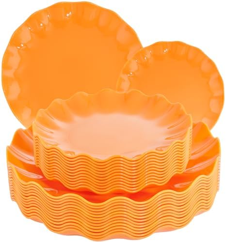 24-Piece Heavy-Duty Orange Plates