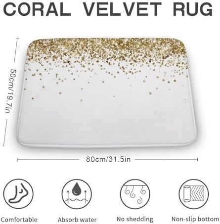 White Gold Glitter Bath Mat Rug 30x20
