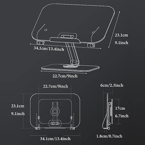 Adjustable 360 Book Holder with Page Clips Foldable for Cookbooks More