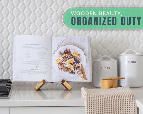 Comfify Acacia Wooden Cookbook Stand - Rustic Functional