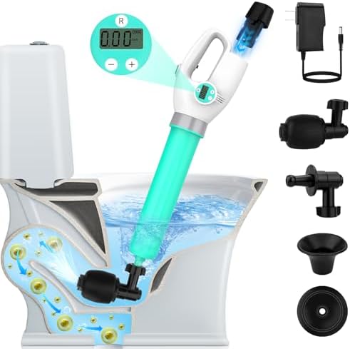 Electric Toilet Plunger with Auto Inflation and Digital Display