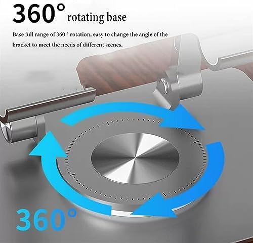 Book Stand for Reading 360 Rotating Base Adjustable Height Silver