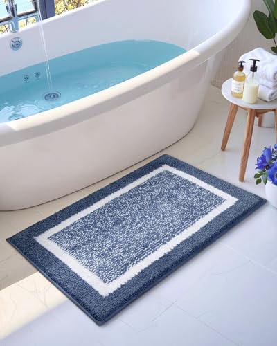 ColorGeometry Dark Blue Bath Mat 16x24 Non Slip