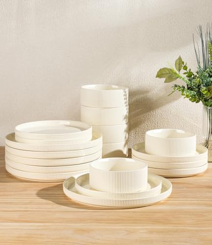 Stylish Ceramic Dinnerware Set for 6 - Double Glazed Safe and Scratch-Resistant
