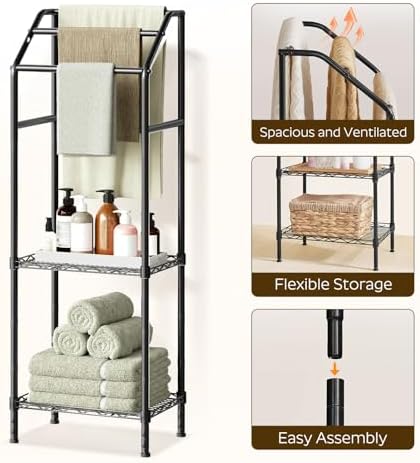 HOOBRO 478 Tall Freestanding Towel Rack with 3 Tiers