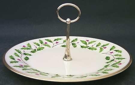 Lenox China Holiday Round Serving Plate with Handle