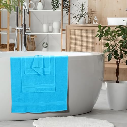Belizzi Home Ultra Soft 6 Pack Cotton Towel Set - Turquoise Blue 1