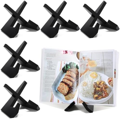 6-Piece Wooden Cookbook Stand Black