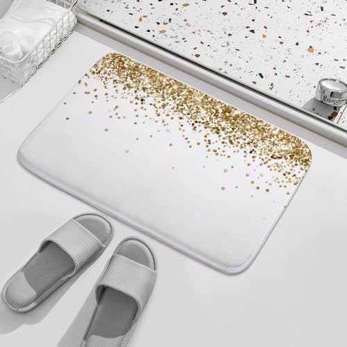 White Gold Glitter Bath Mat Rug 30x20