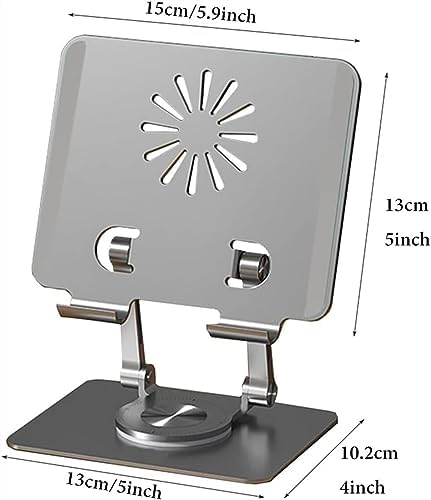 Book Stand for Reading 360 Rotating Base Adjustable Height Silver