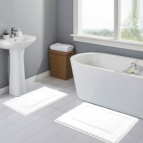 Luxurious Soft Microfiber Bathroom Rugs Set 2 Pieces 16x24 20x32 inch