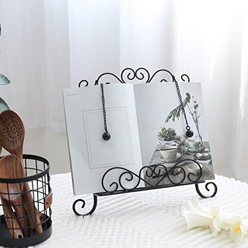 SwallowLiving Antique Metal Cookbook Stand with Adjustable Arm