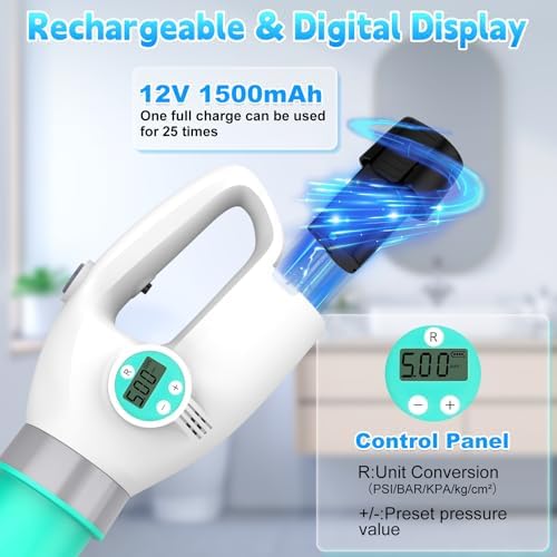 Electric Toilet Plunger with Auto Inflation and Digital Display