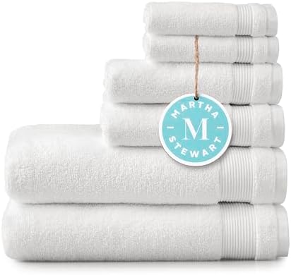 Martha Stewart 100 Cotton Bath Towels Set of 6 Soft Absorbent White