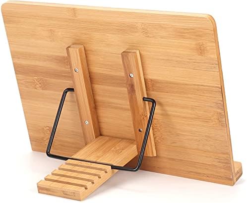 Adjustable Wooden Cookbook Stand with 2 Metal Page Holders