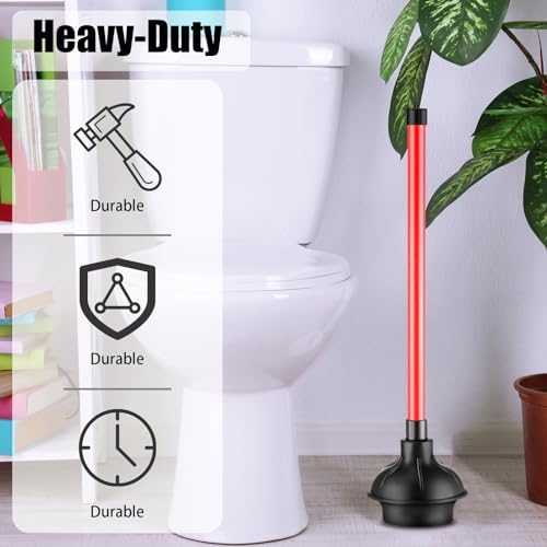 Domeni 6-Piece Heavy Duty Toilet Plunger Set Black Red Design