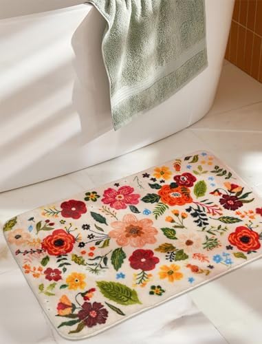 Stylish Non-Slip Bathmat with Soft Floral Design