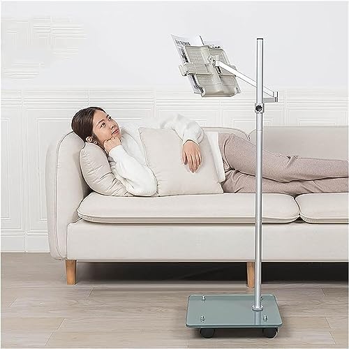 Adjustable Tablet Floor Stand with Wheels for Home Kitchen and Reading