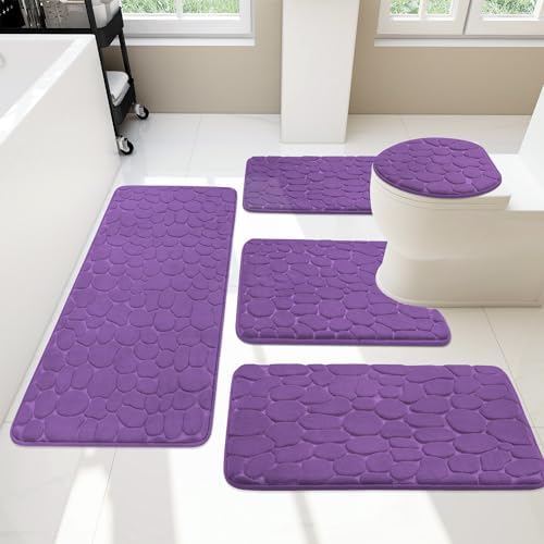 Cobblestone Memory Foam Bathroom Mat Set
