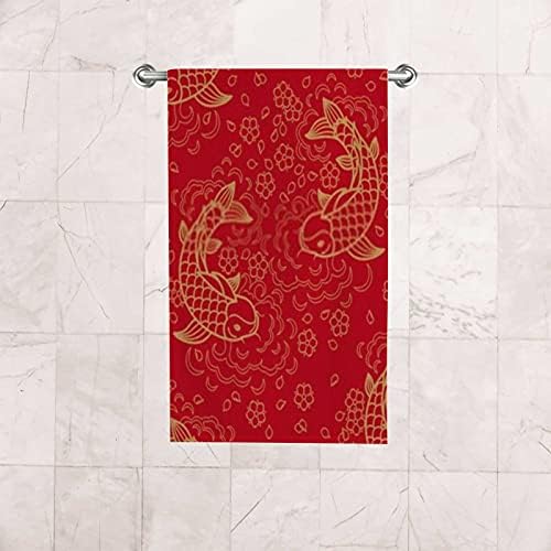 Rashu Ultra Soft bath towel set with Koi Fish pattern 30x15in